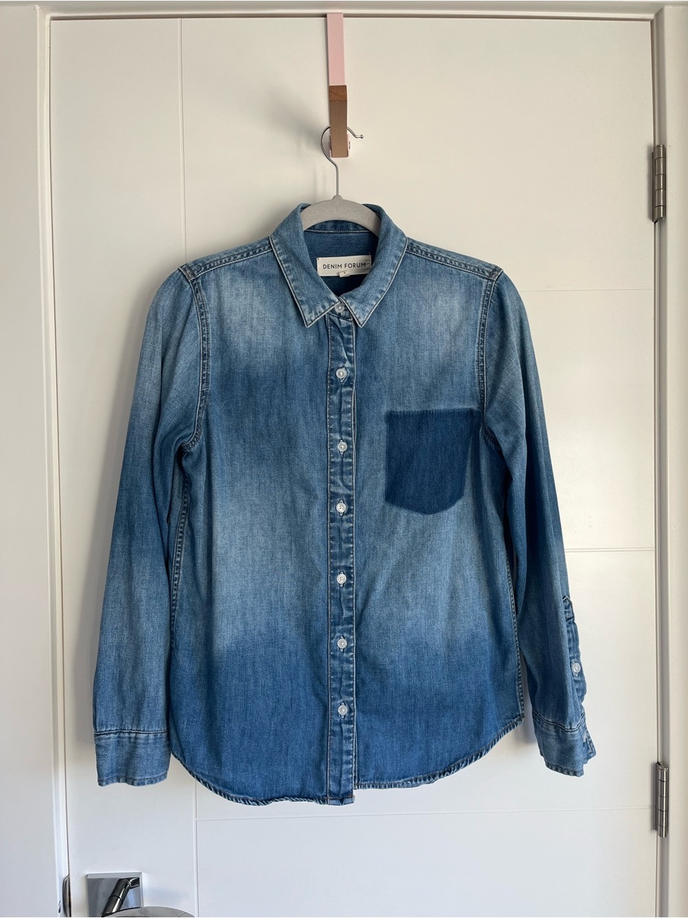 Denim Forum Two-Tone Denim Button-Down Shirt🥰🥰🥰 - Picture 5 of 11